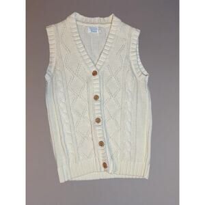 Vintage Cable Knit Sears Sweater Vest Men’s Medium Grandpacore Preppy Off White